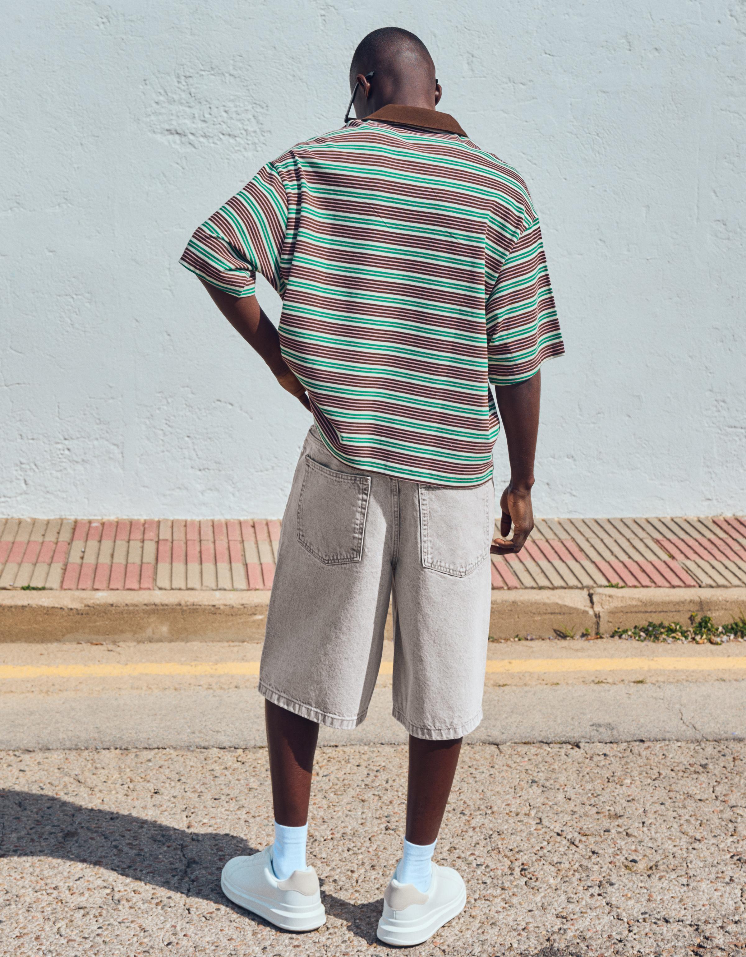 Baggy fit denim bermuda - Görsel 92