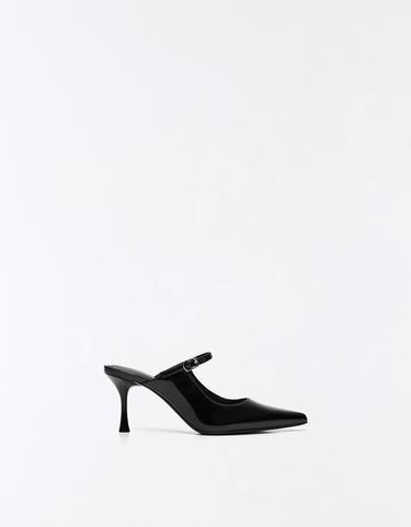 Buckled heeled mule shoes — BLACK 1