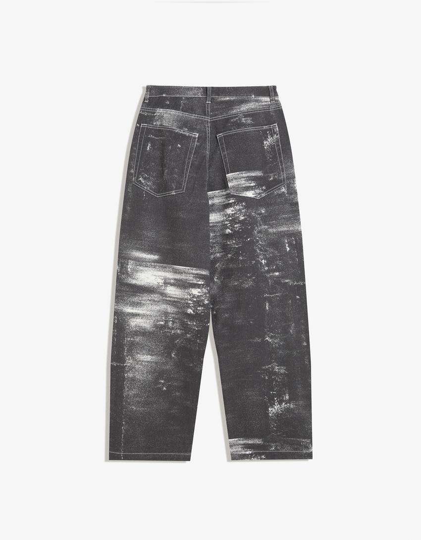 Jean ultra baggy imprimé-Noir-4