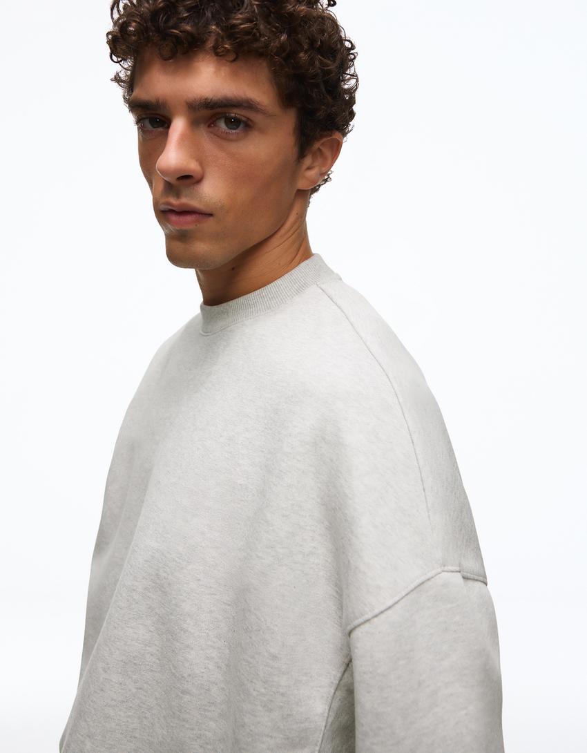 Bisiklet yaka sweatshirt-Gri