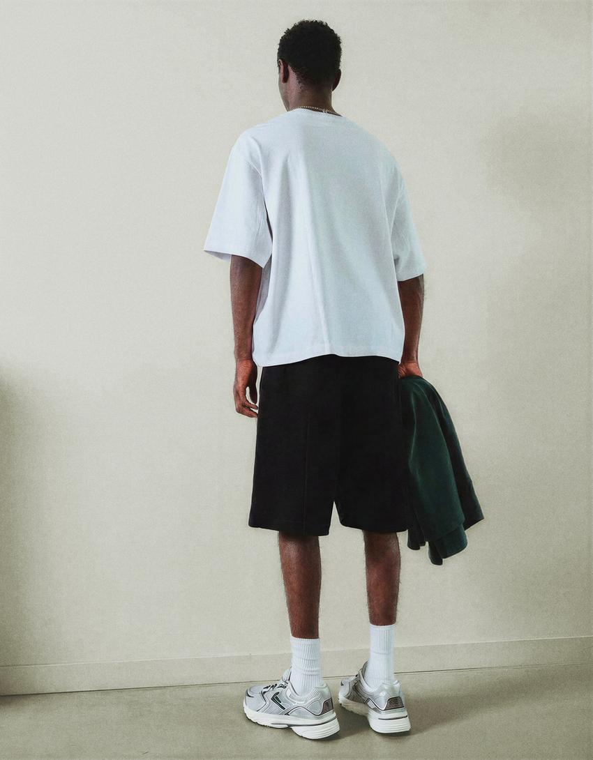 Twill Bermuda shorts-Black