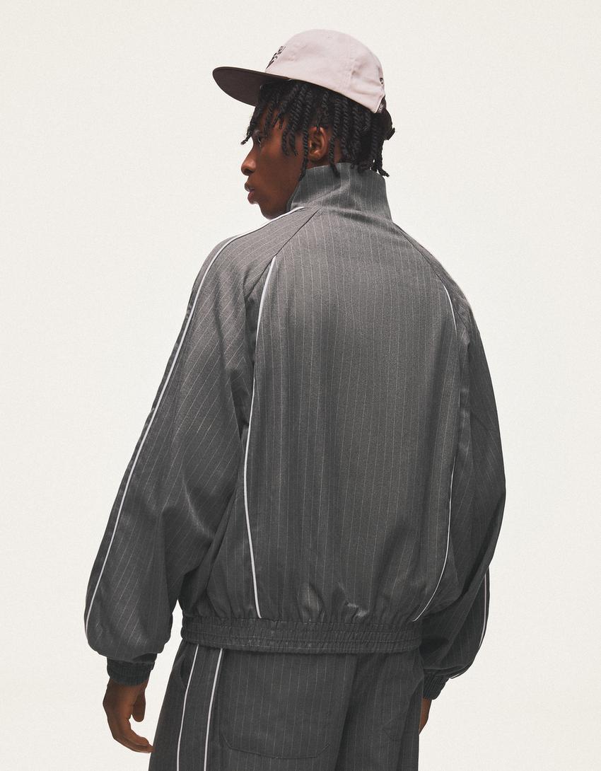 Oversize pinstripe jacket-Grey Marl