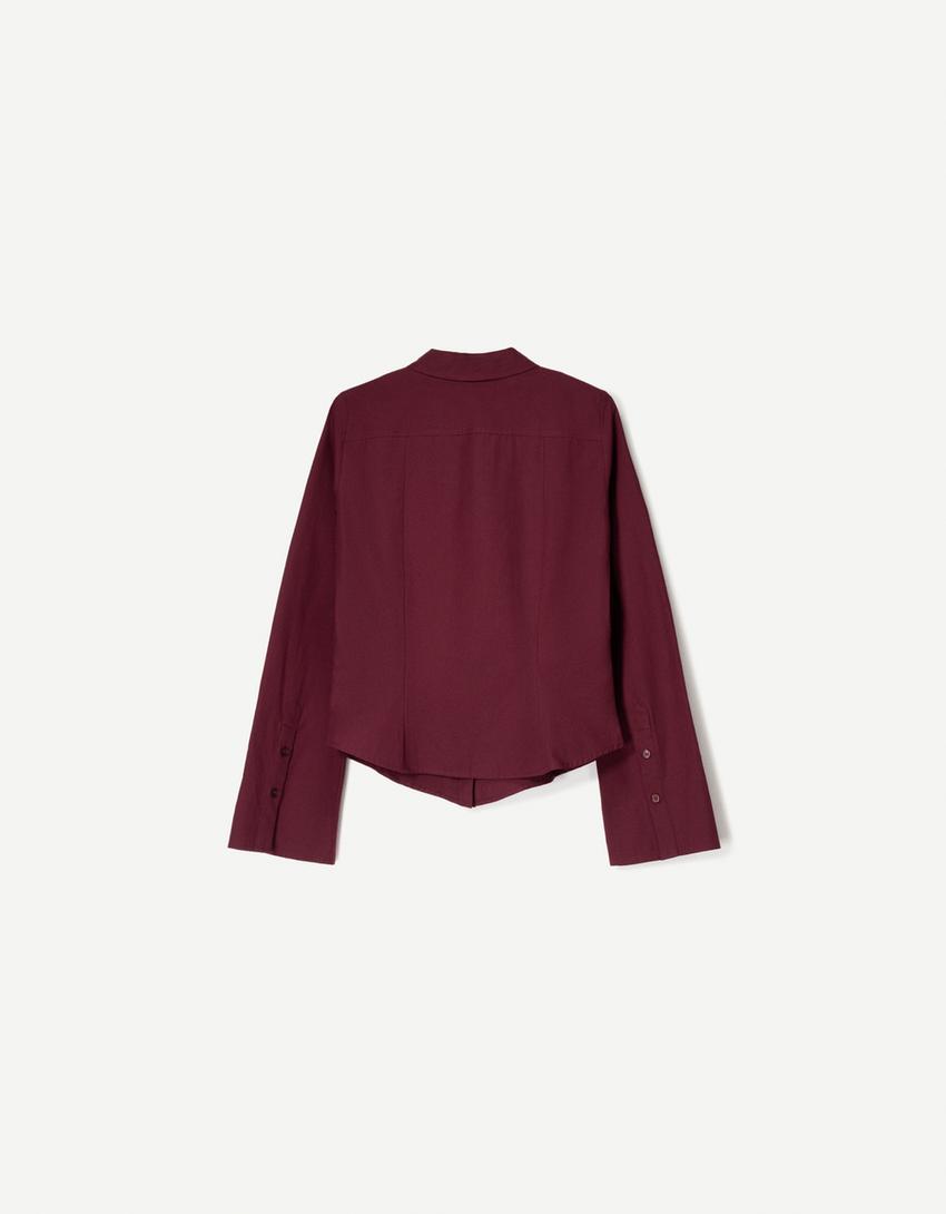 Chemise cintrée manches évasées-Grenat