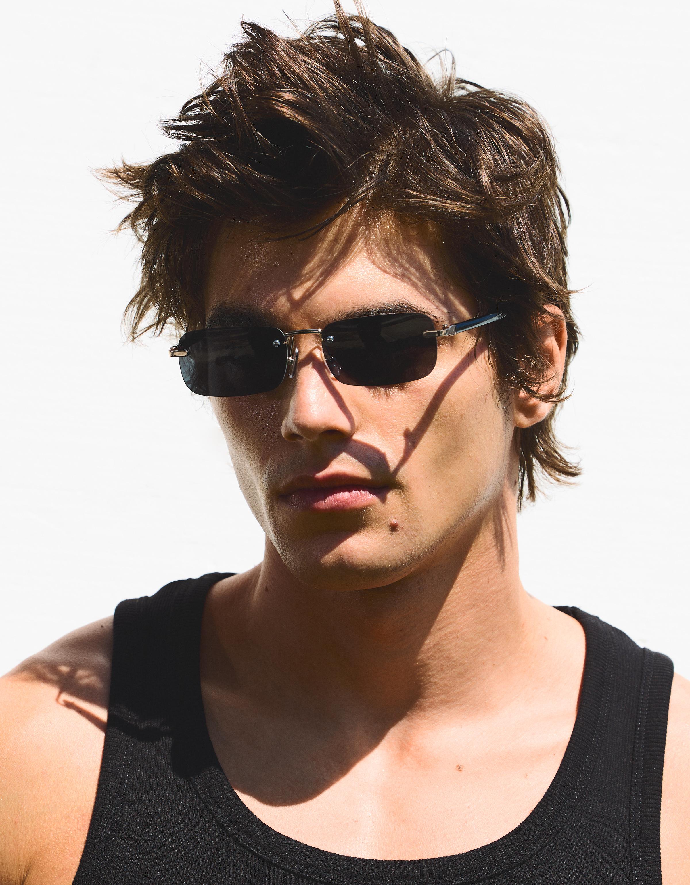Bershka Gafas De Sol Sin Montura Hombre M Negro
