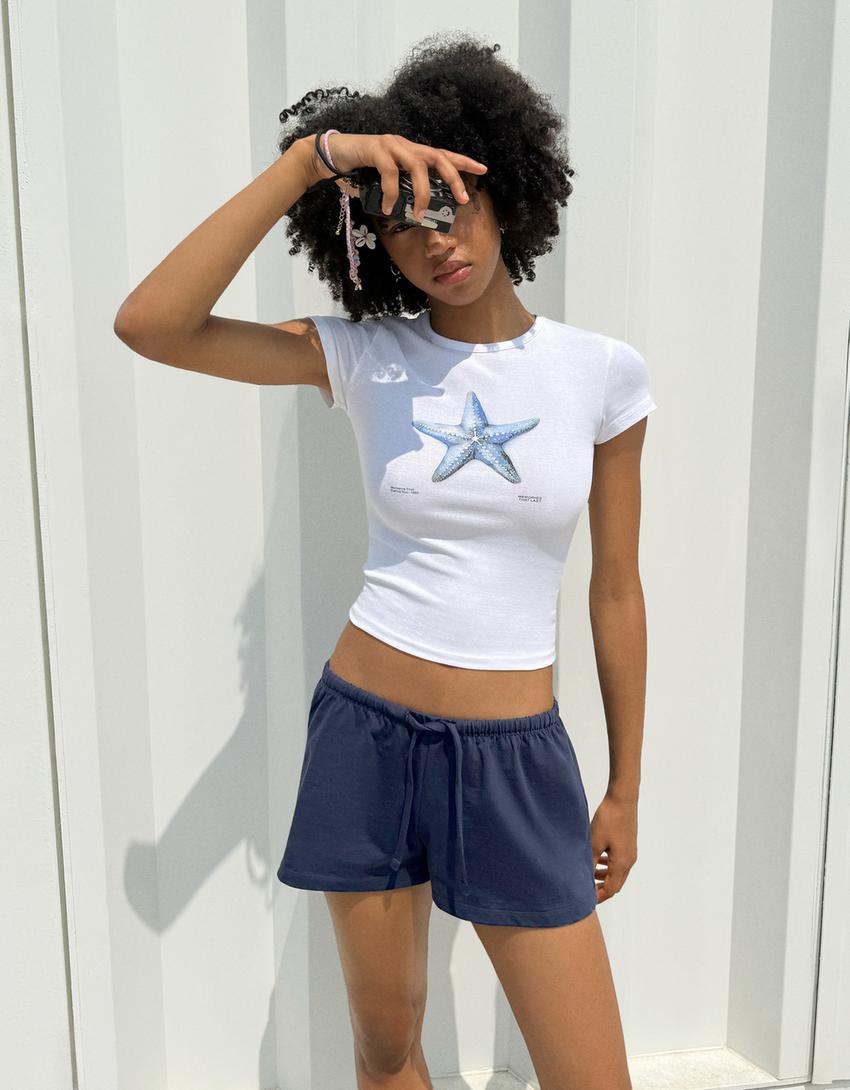 Plush shorts-Navy