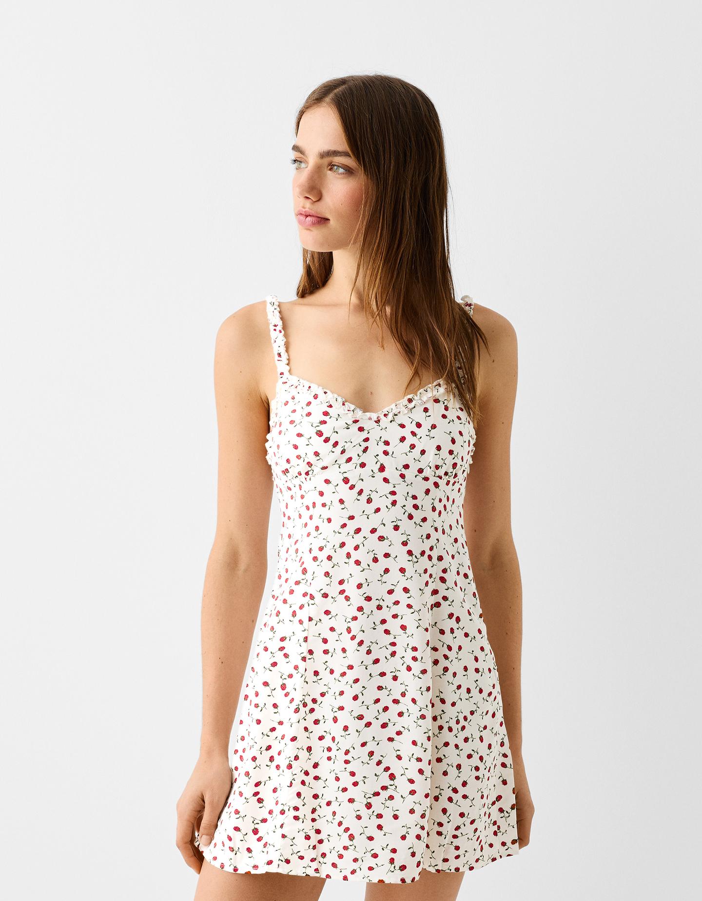 Bershka Vestido Mini Estampado Mujer L Multicolor