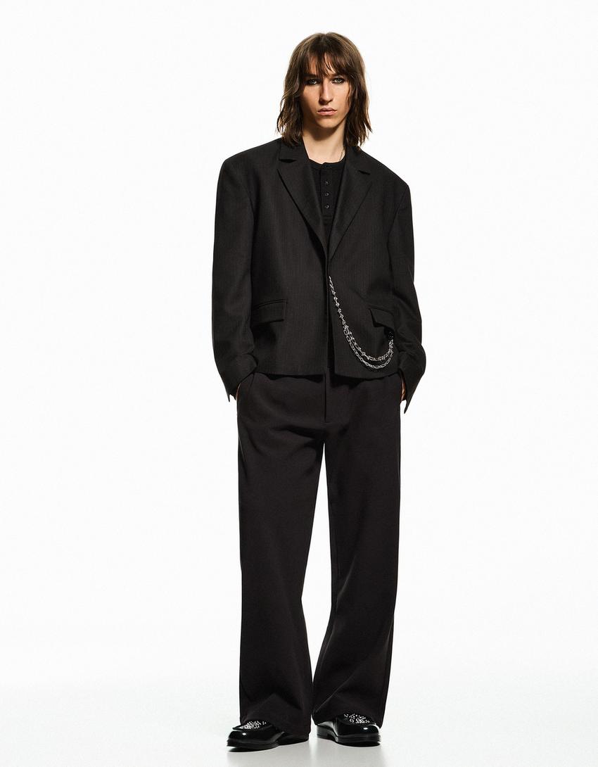 Zincir detaylı tailored fit blazer-Siyah