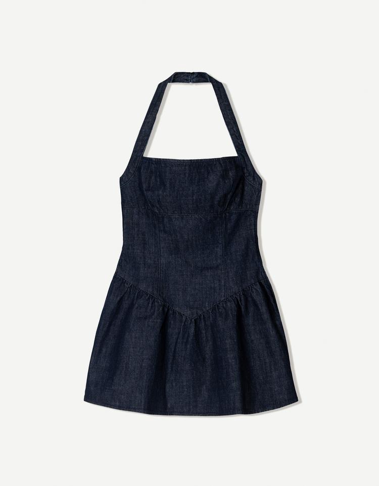 Denim balloon mini dress