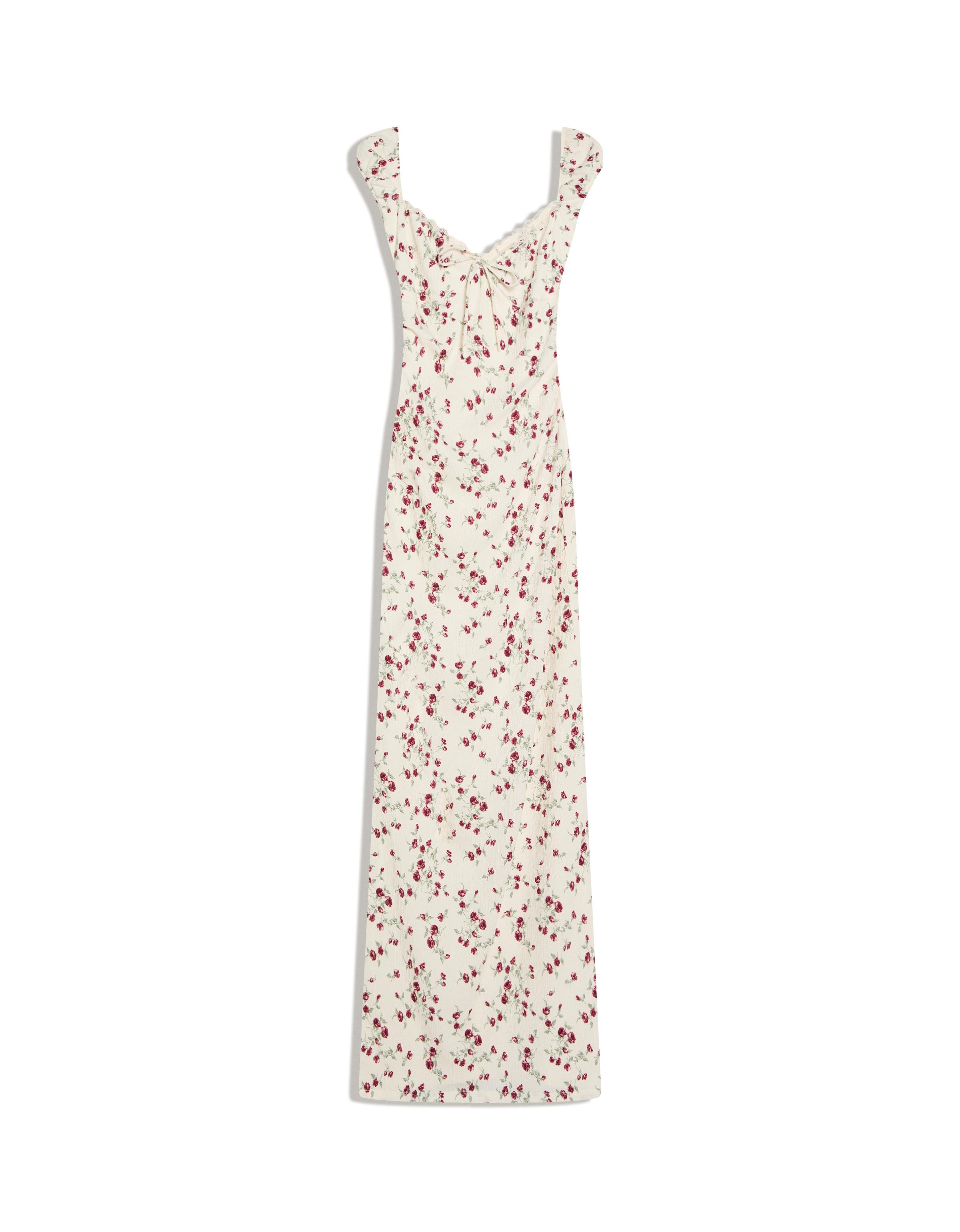 Printed lace midi dress
