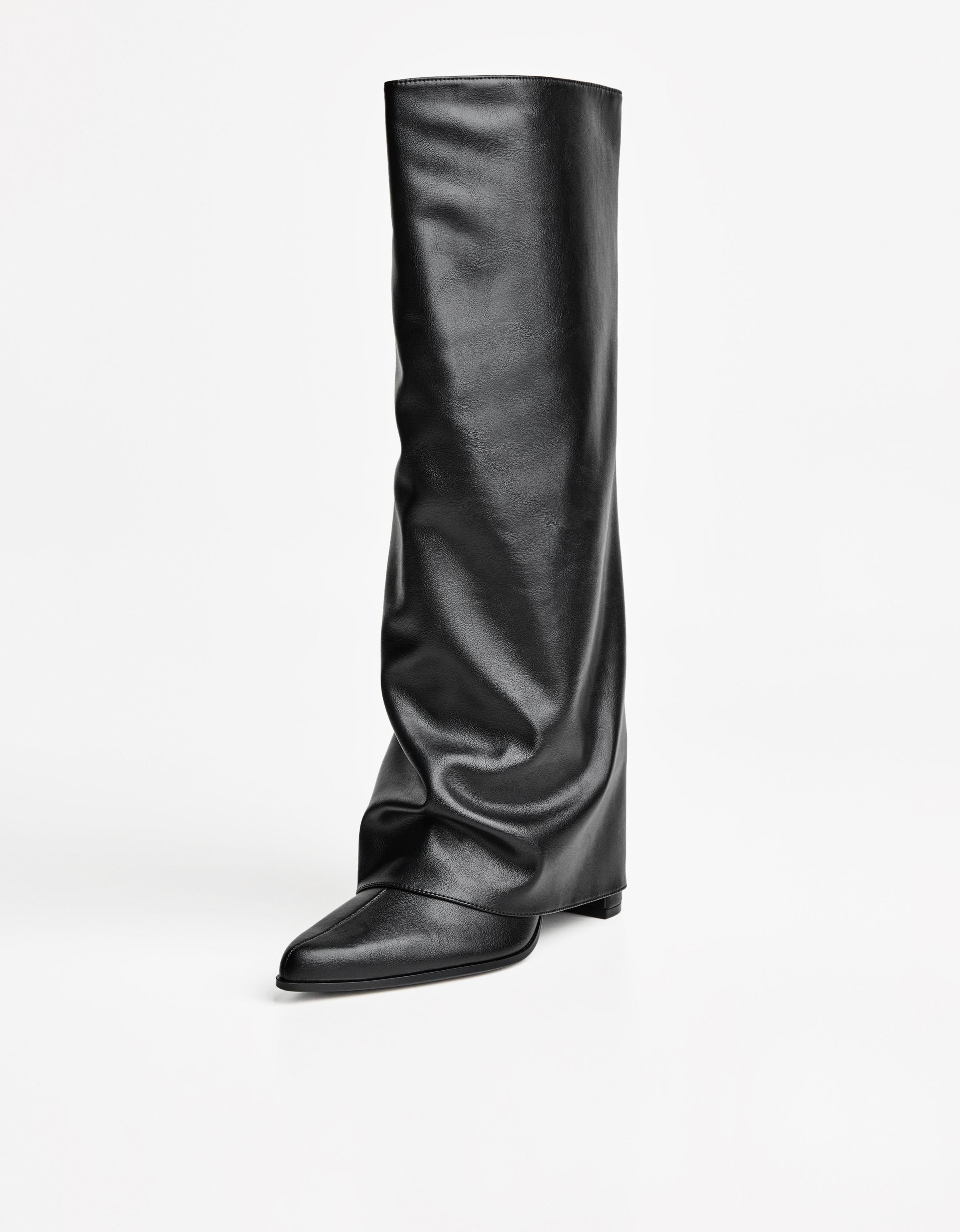 TROUSER HEEL BOOTS — BLACK