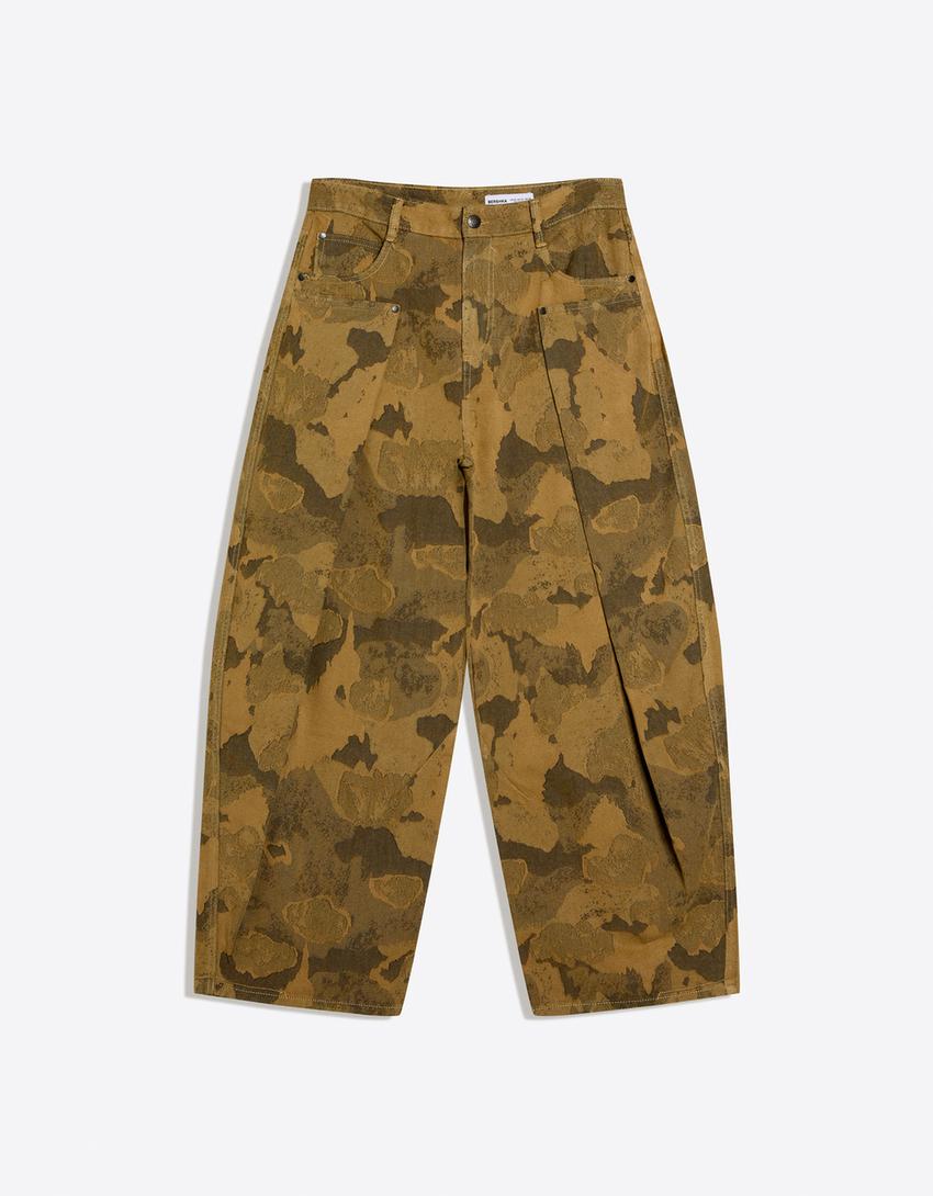 Bedruckte Balloon-Hose-Khaki