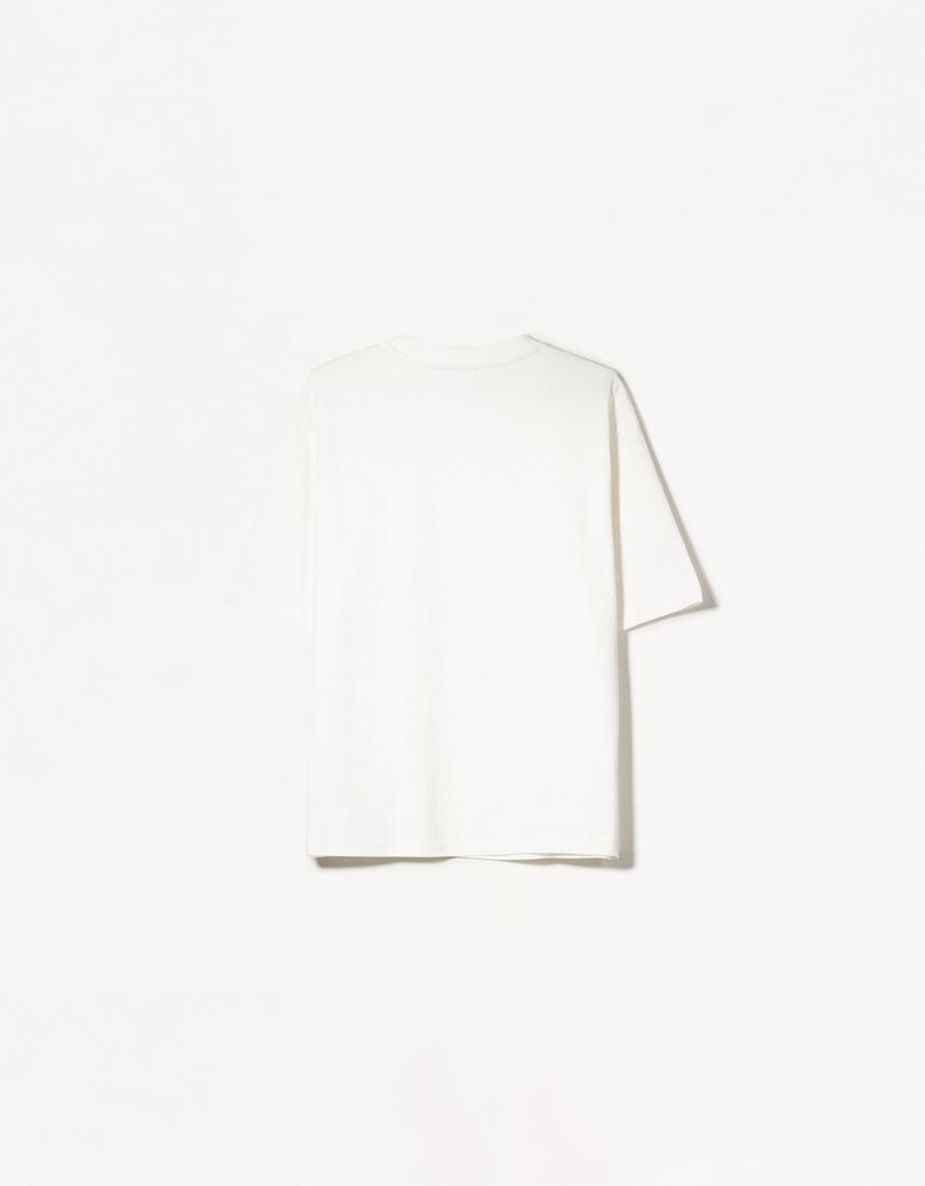 Oversize short sleeve heavy cotton T-shirt-Off white