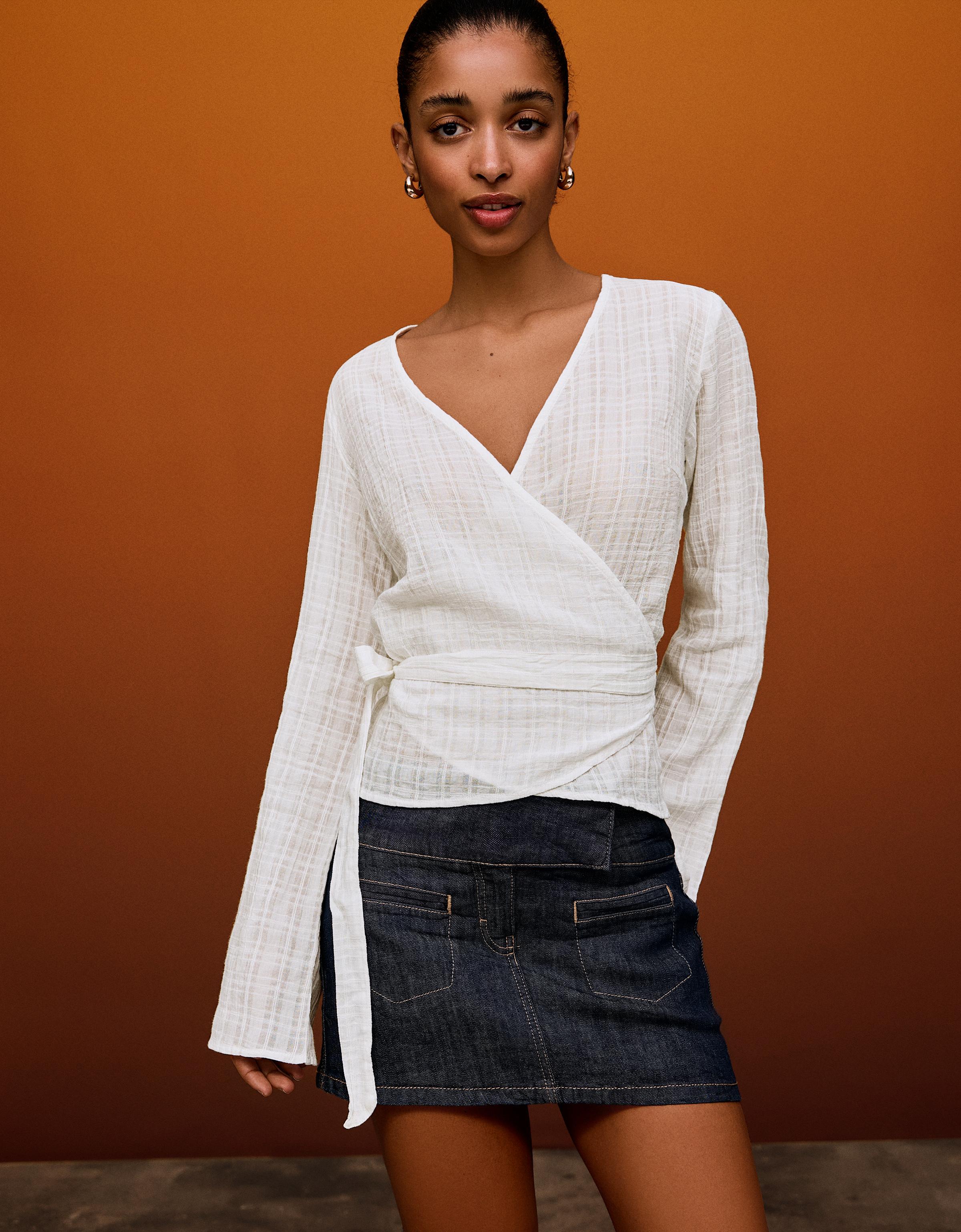 Kruvaze desenli bluz - Görsel 26