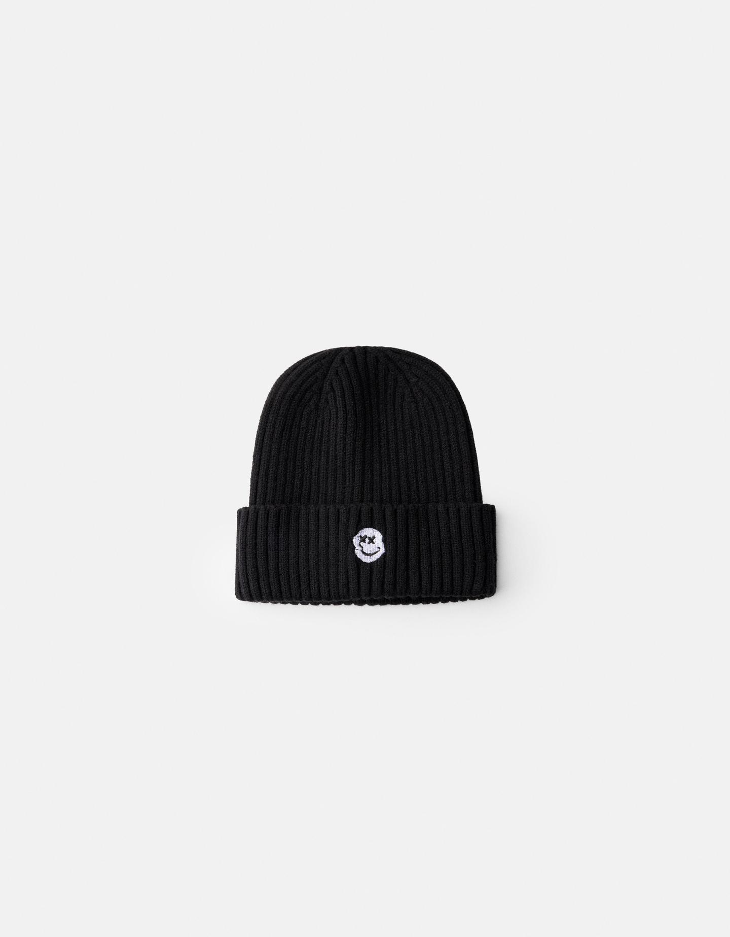 Bershka Beanie Bordado Hombre Negro