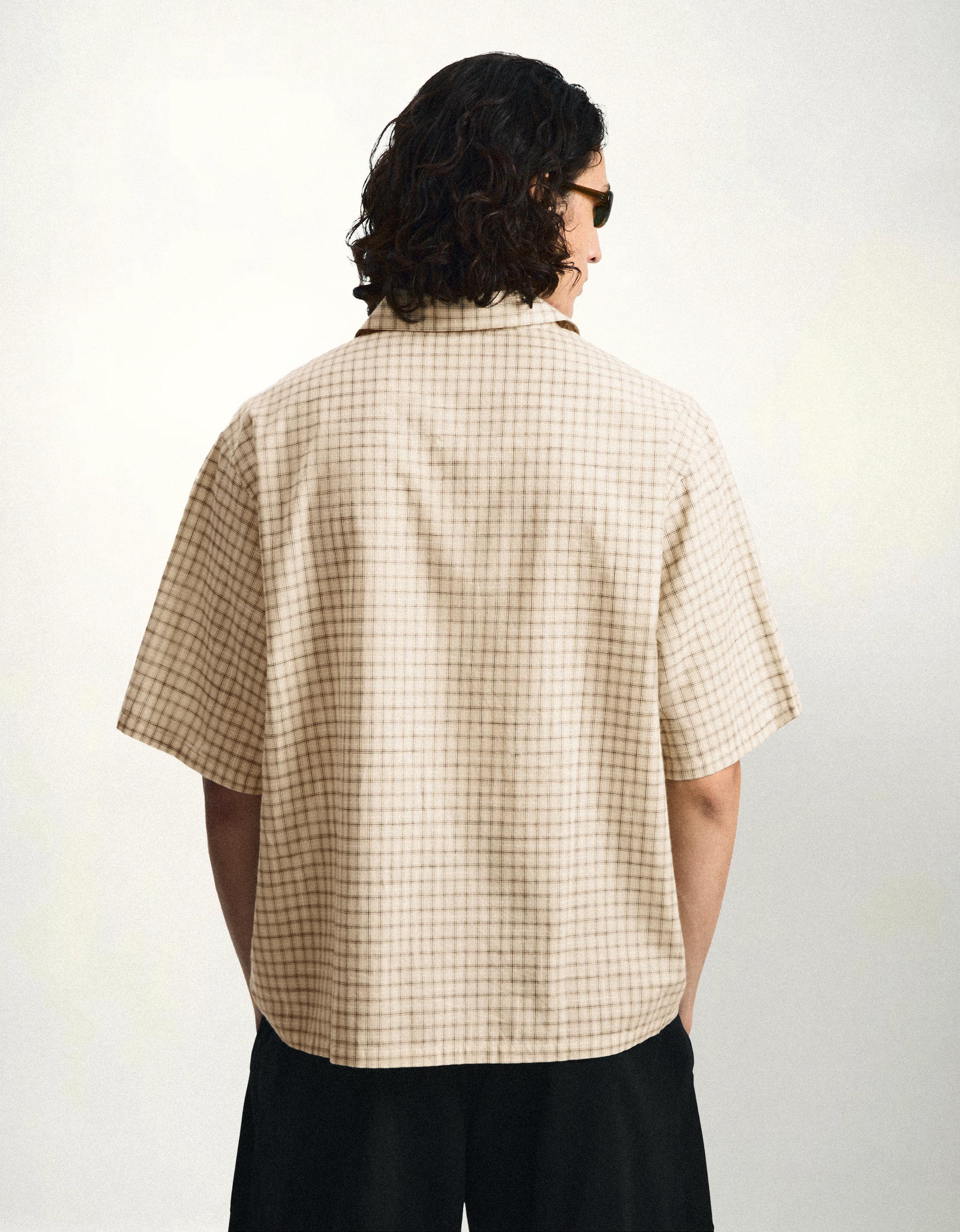 Embroidered short sleeve shirt — Beige