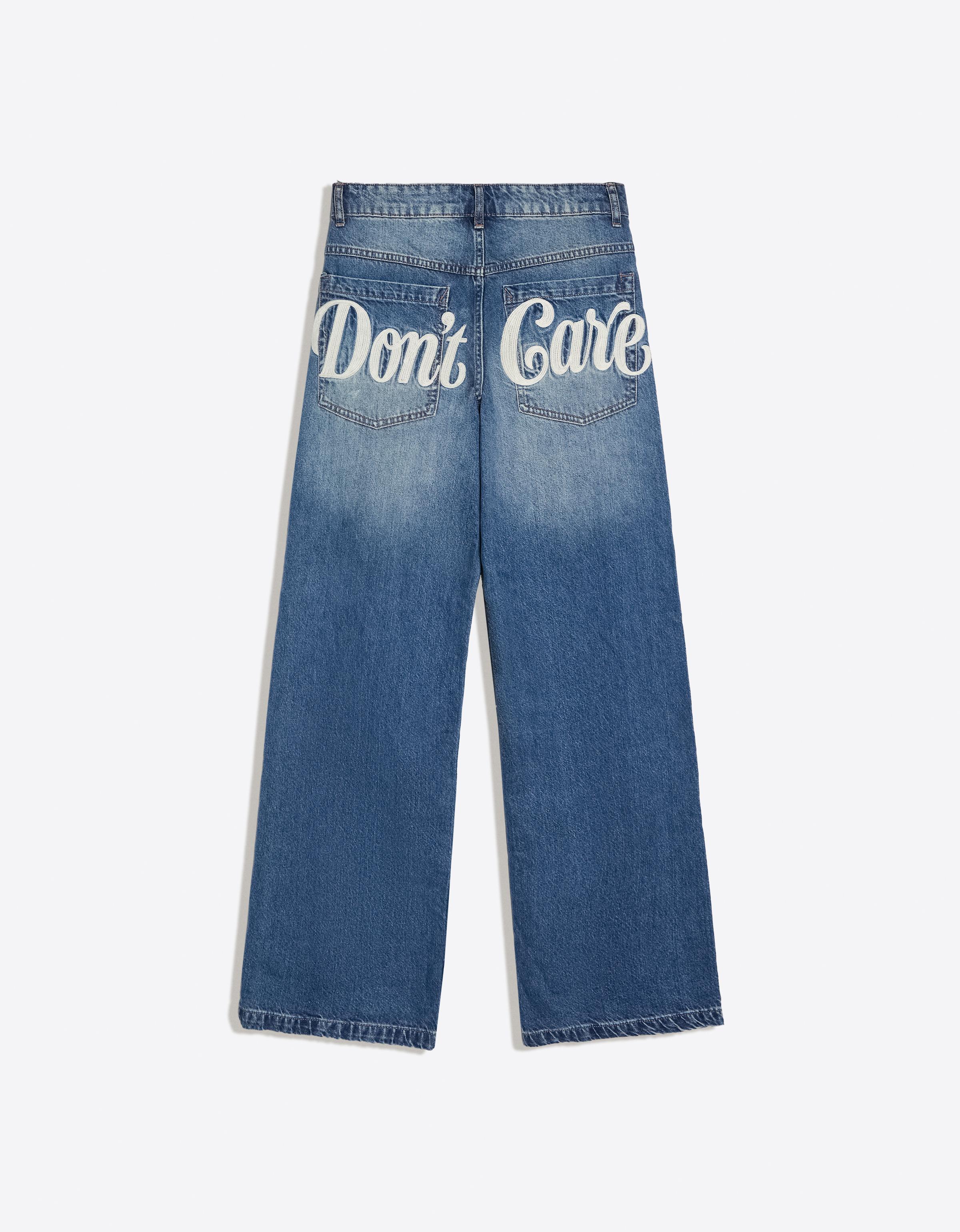 Embroidered baggy jeans — Light blue