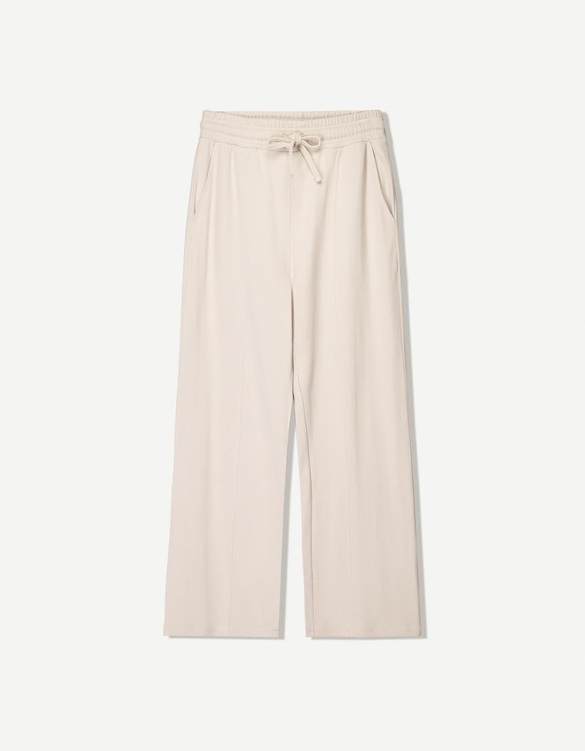Wide-leg trousers-Stone-3
