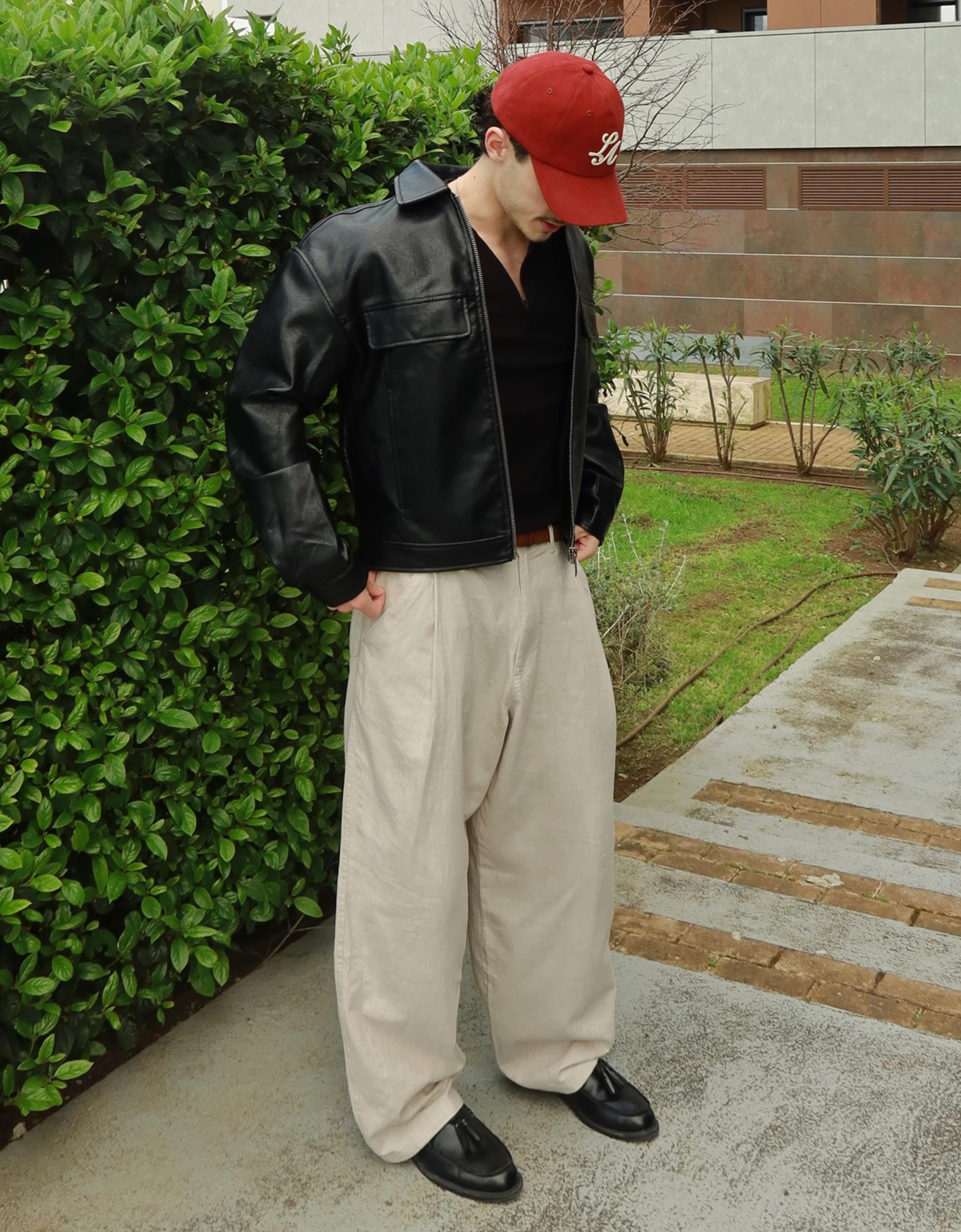 Ketenli super baggy fit pantolon - Görsel 156