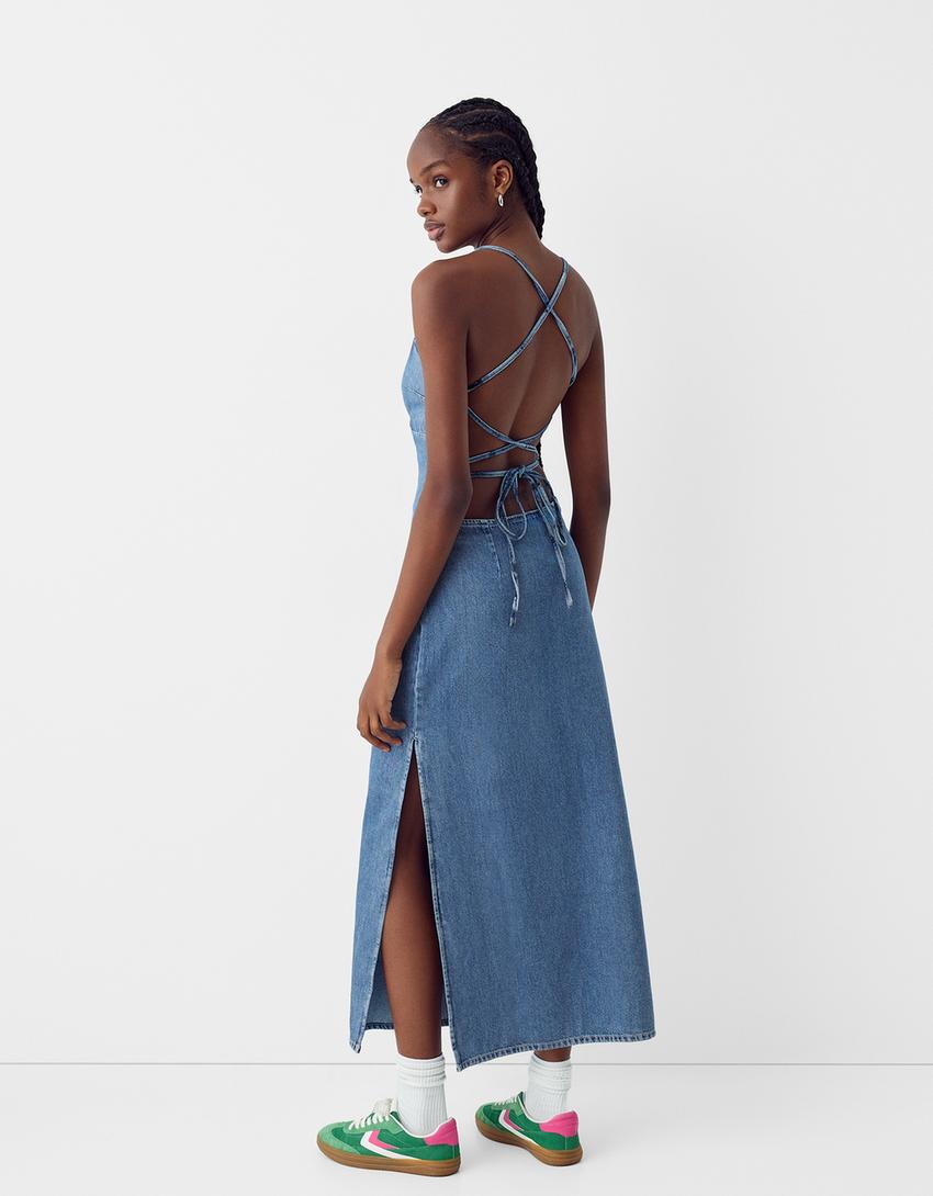 Robe longue denim-Bleu lavé-2