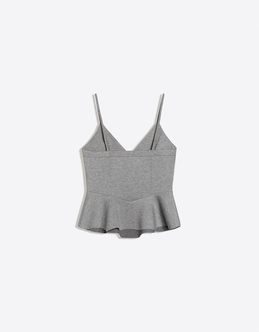 Scuba fabric peplum top-Grey