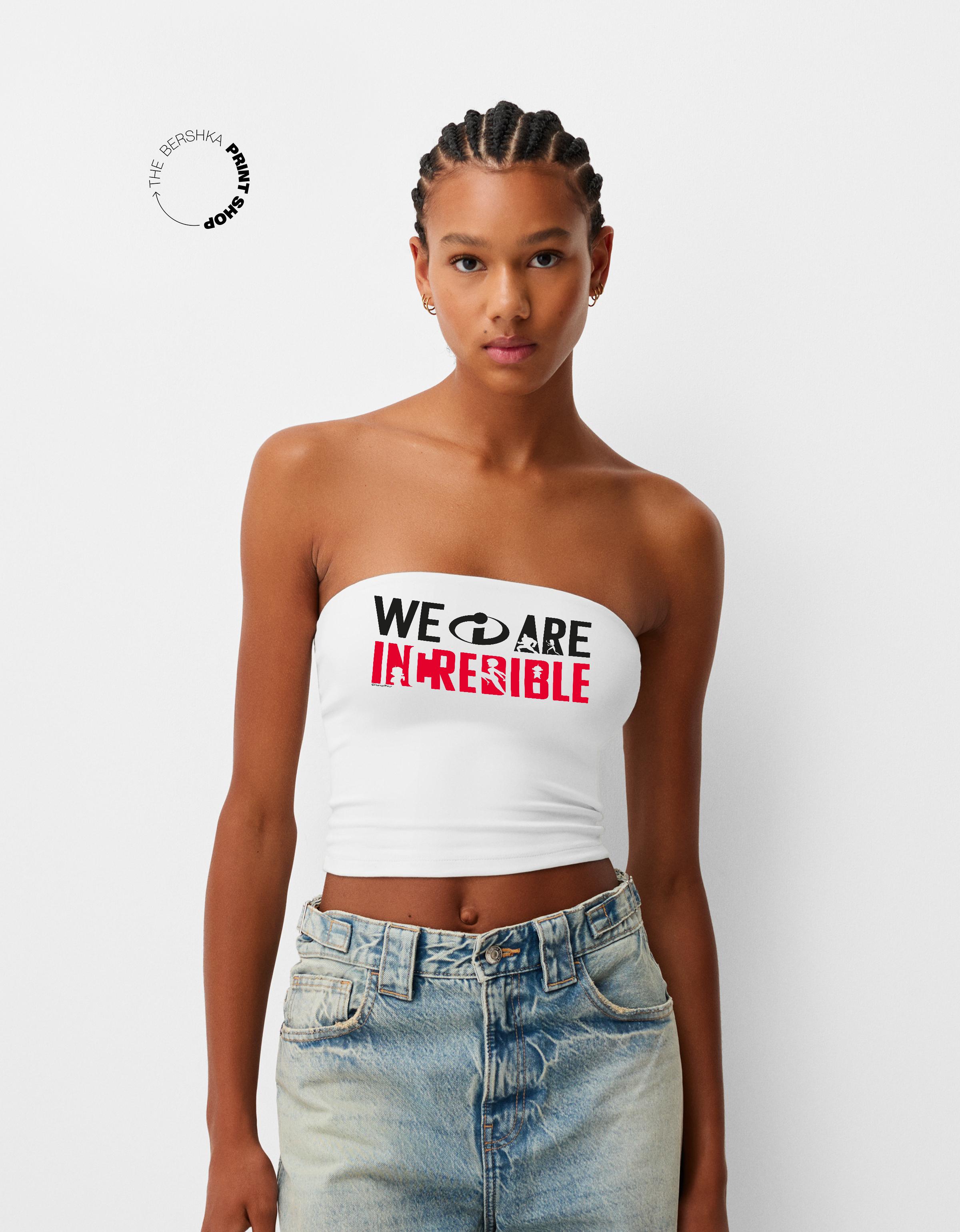 Bershka Bandeau-Top The Incredibles Damen 10-12 Weiss