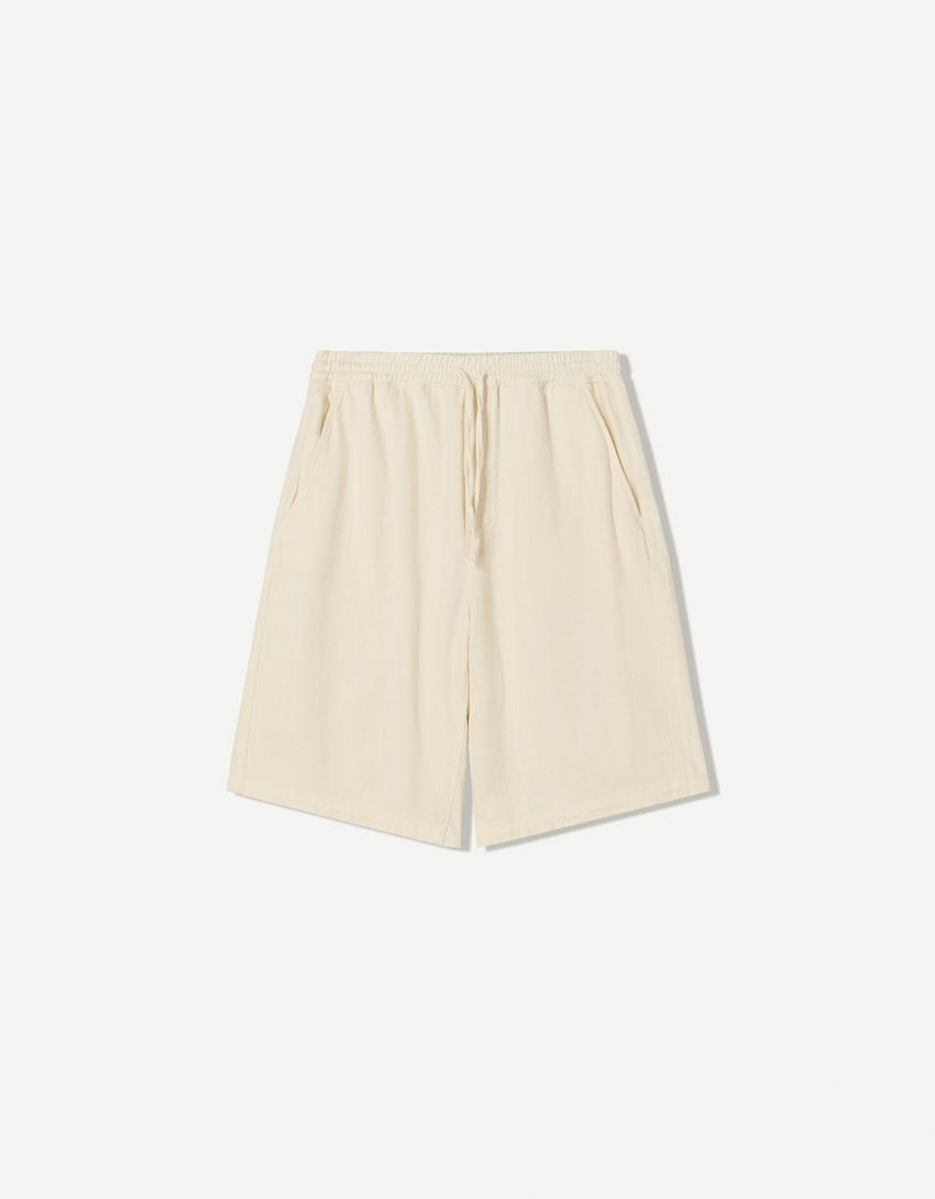 Rustic jogger skater shorts-Off white-3