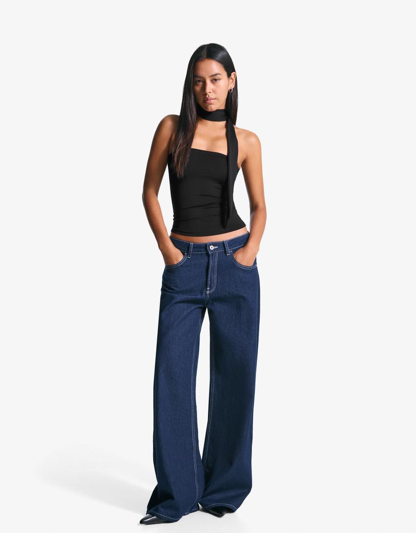 Top bandeau pañuelo-Negro