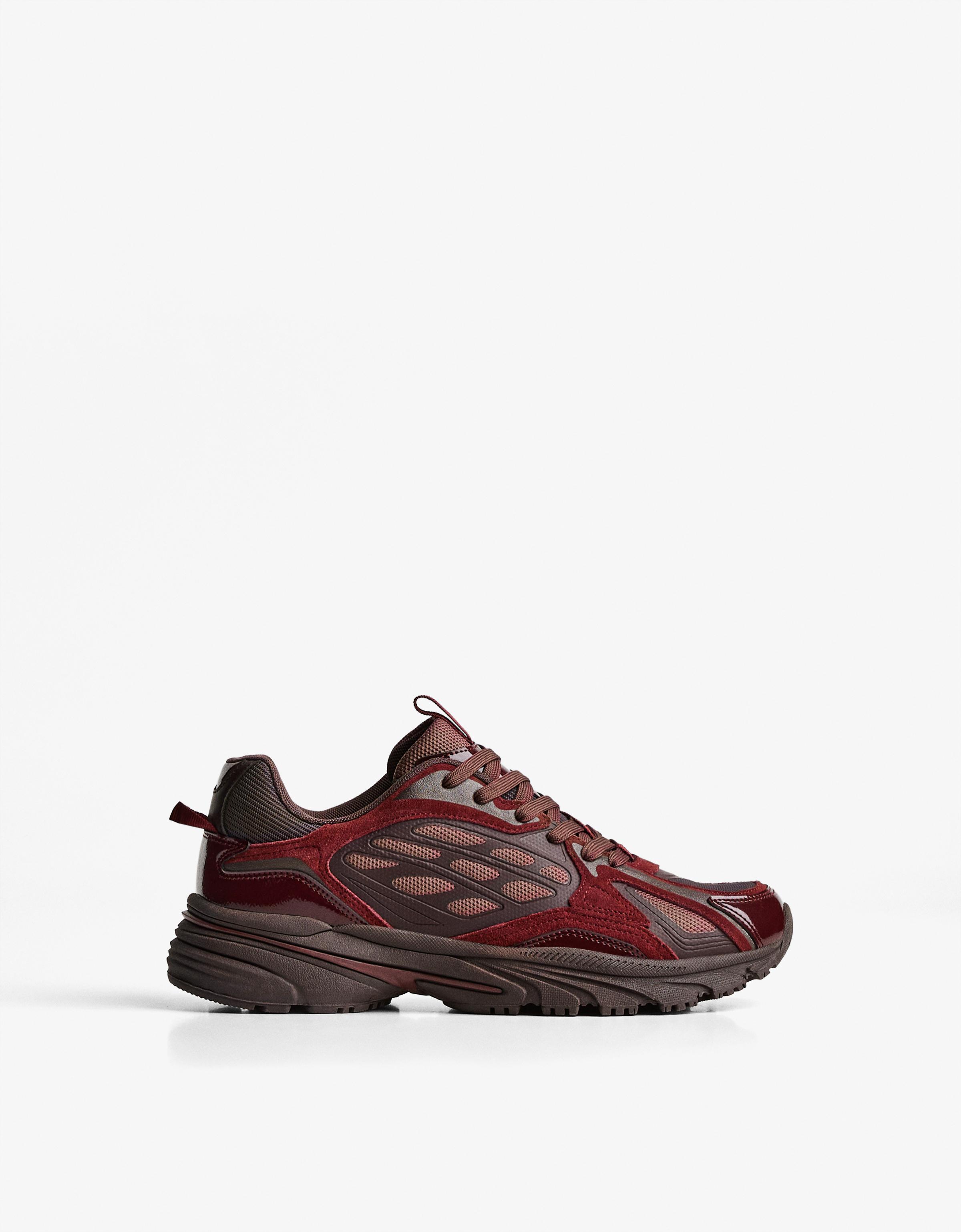 Bershka Casual-Sneaker Im Materialmix Herren 39 Granatrot