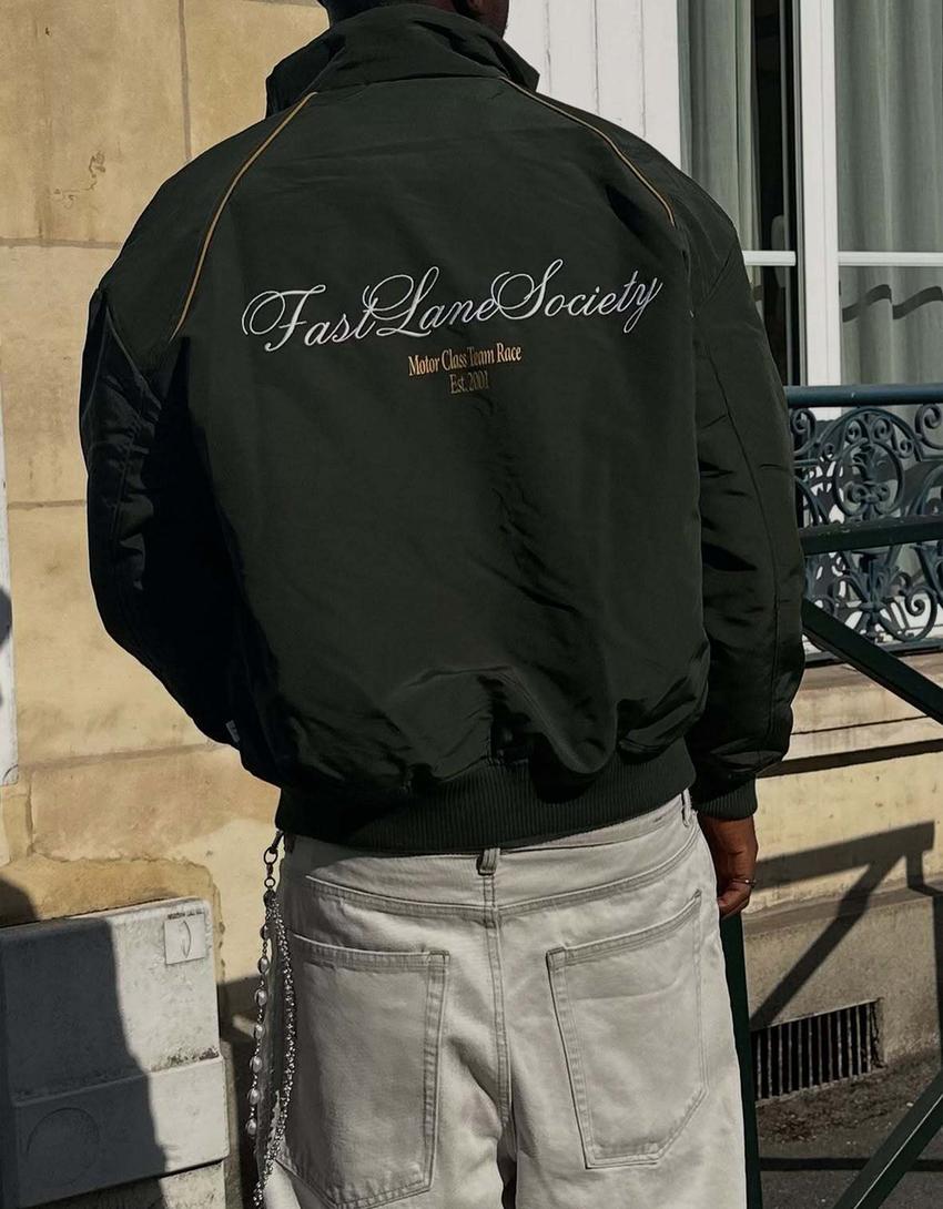 Embroidered technical jacket-Khaki