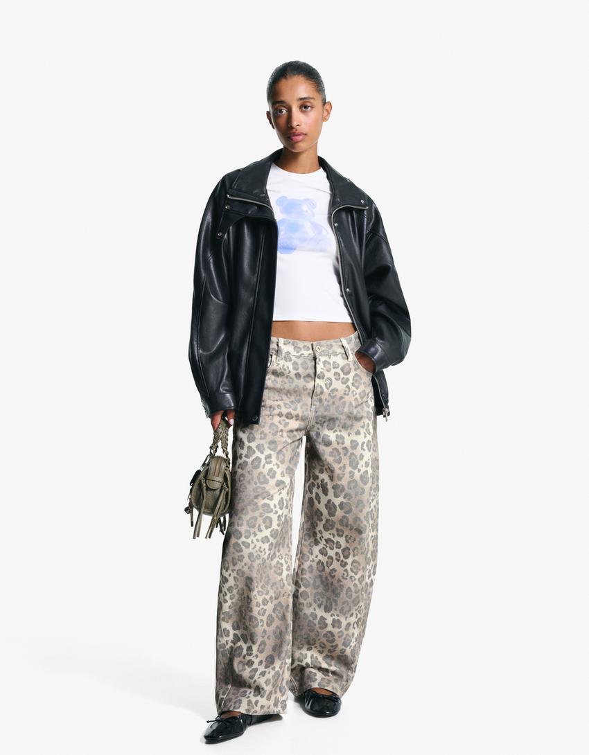 Barrel-Hose mit Animalprint-Kombiniert-0
