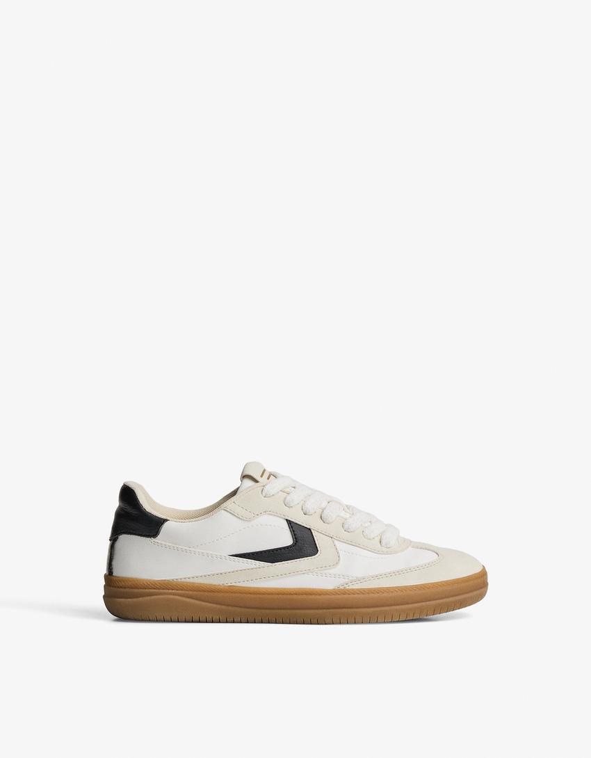 Sneakers rétro dentelle-Blanc