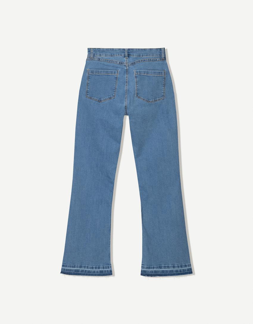 Jean cropped flare-Bleu lavé-5