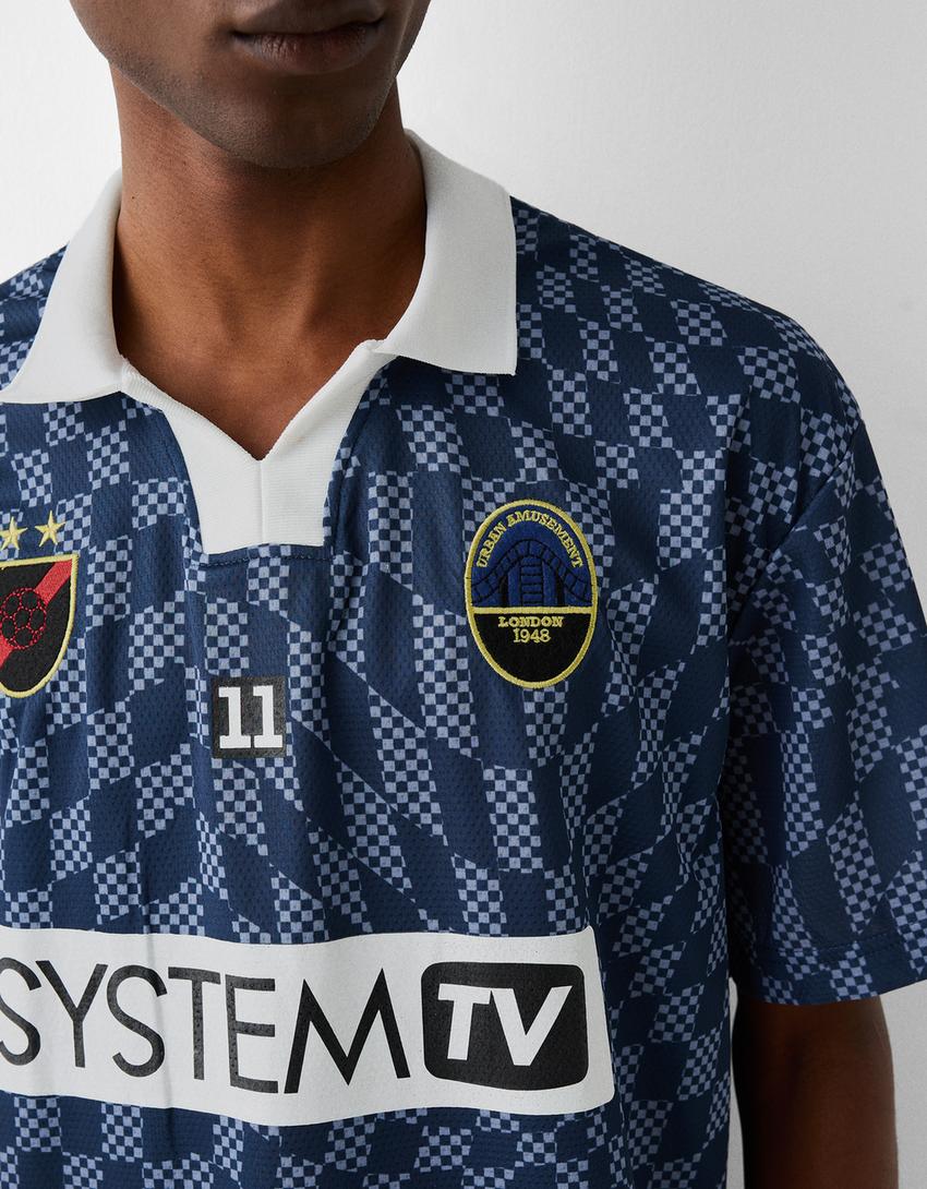 T-shirt manches courtes boxy fit sport-Bleu-6