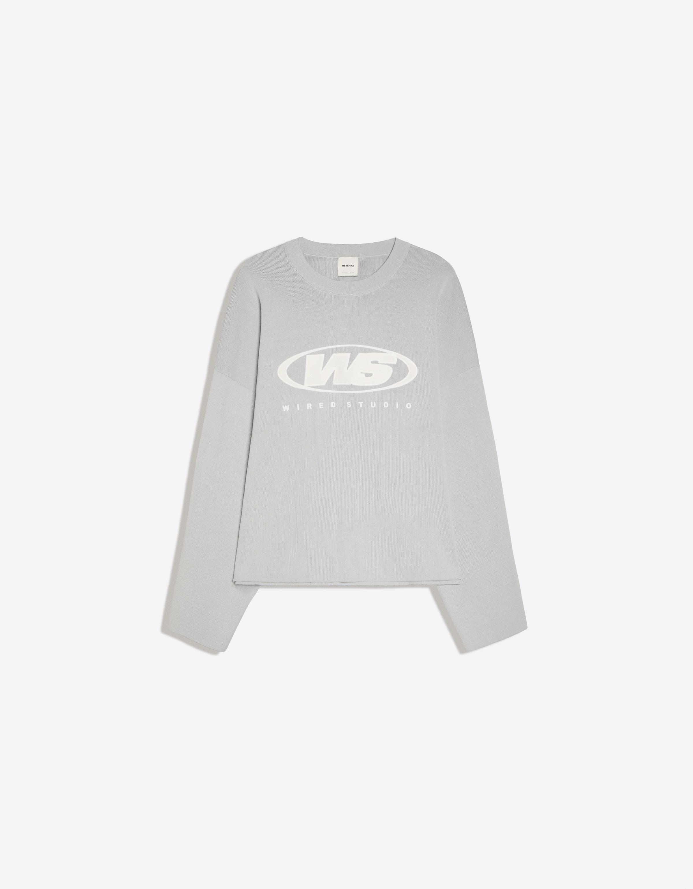 Printed round neck jumper — Grey