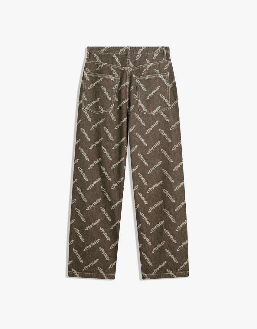 Jeans baggy jacquard-Marrón-4