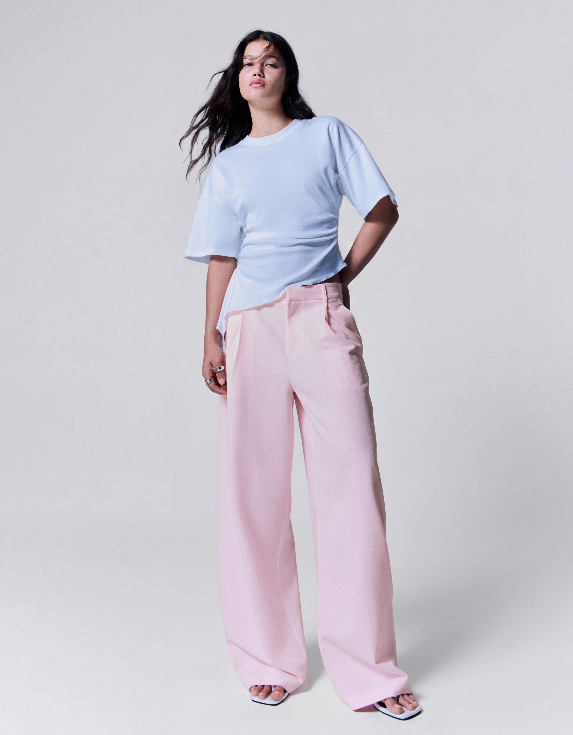 Double fabric volume trousers