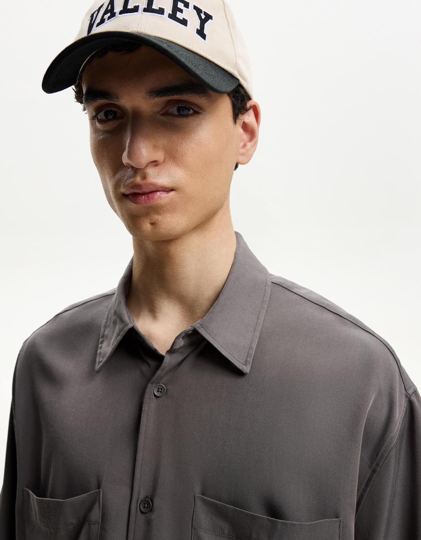 Chemise manches courtes fluide-Gris-0