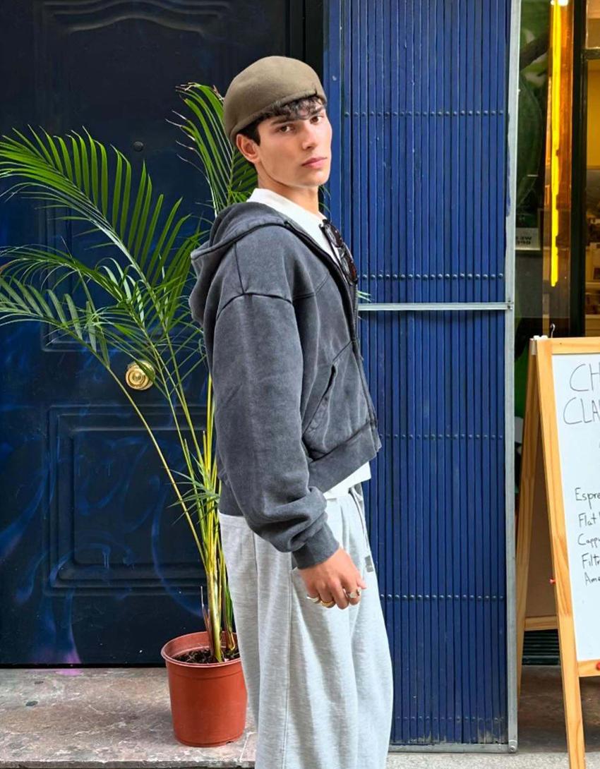 Cropped boxy-fit zip-up sweatshirt