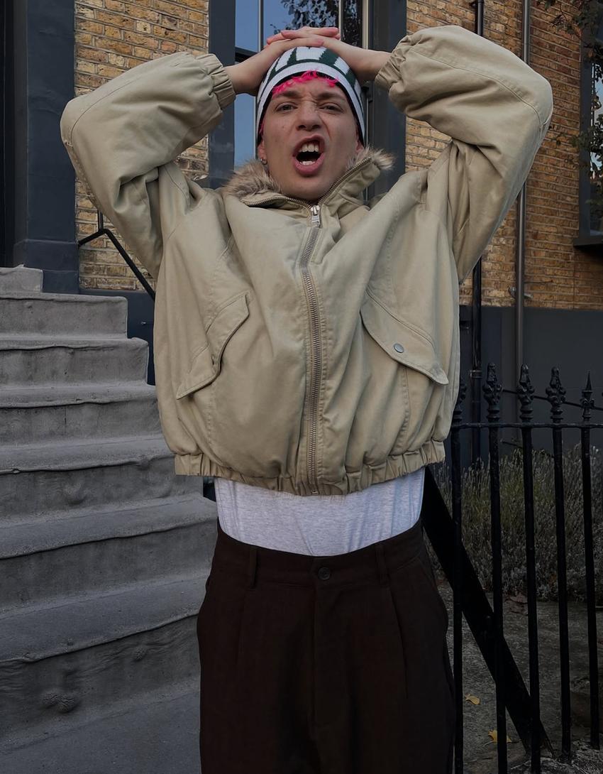 Jacke mit Kunstfellkragen-Rohweiß