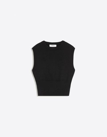 Round neck knit vest — Black 5
