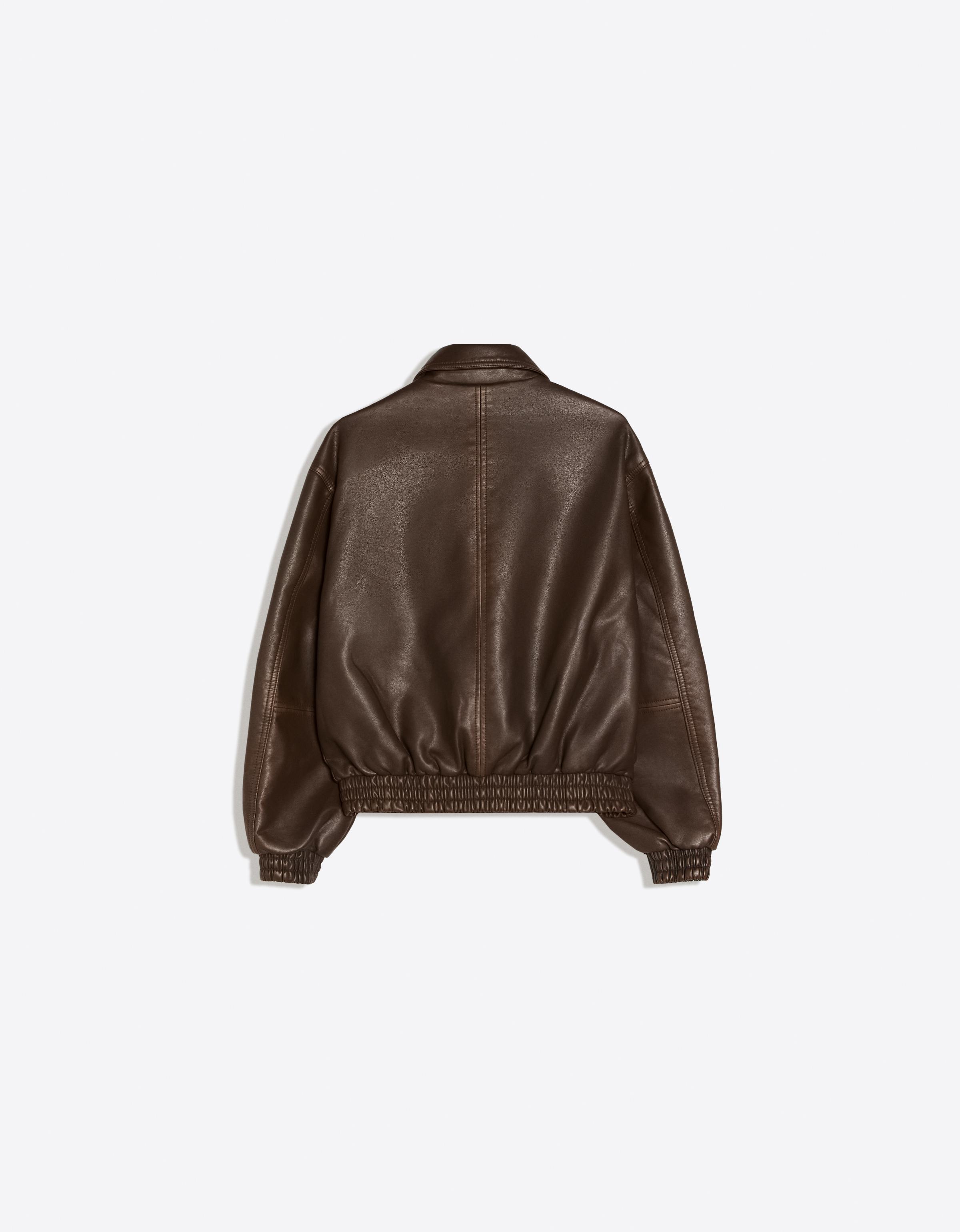 Leather effect jacket — Brown