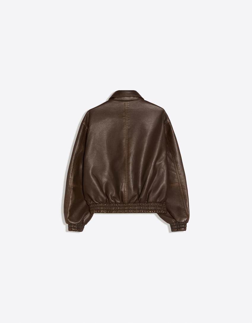 Kunstlederjacke-Braun