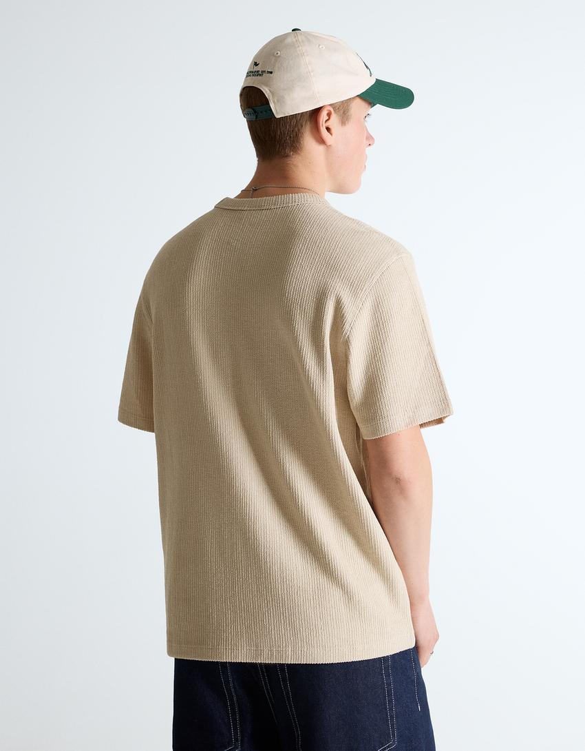 Camiseta manga corta textura-Camel
