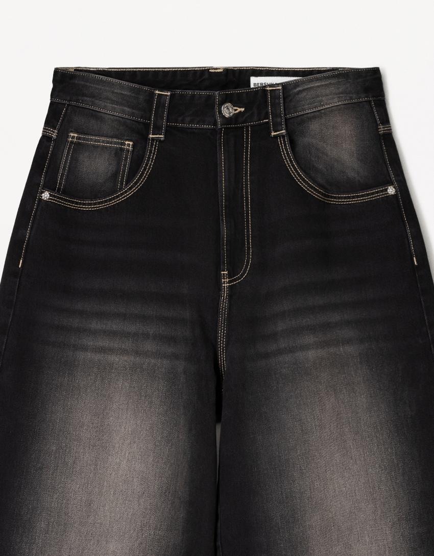 Mega baggy jean-Siyah-2