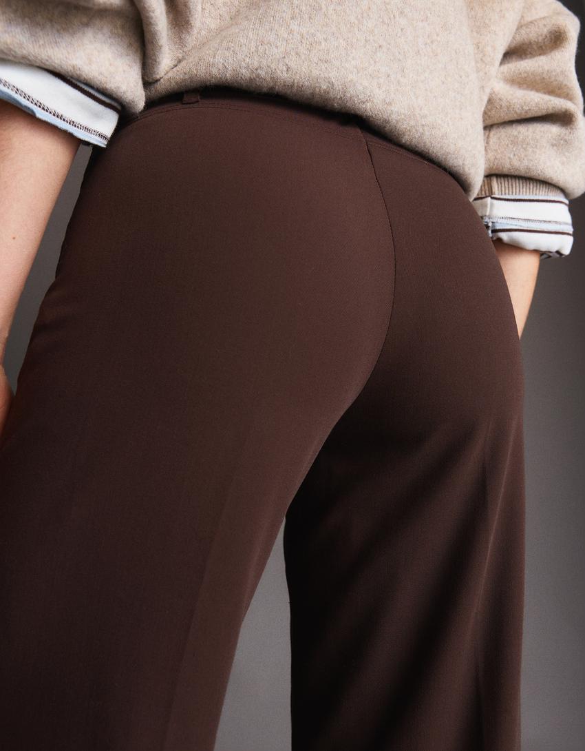 Geniş paça pantolon-Kahverengi