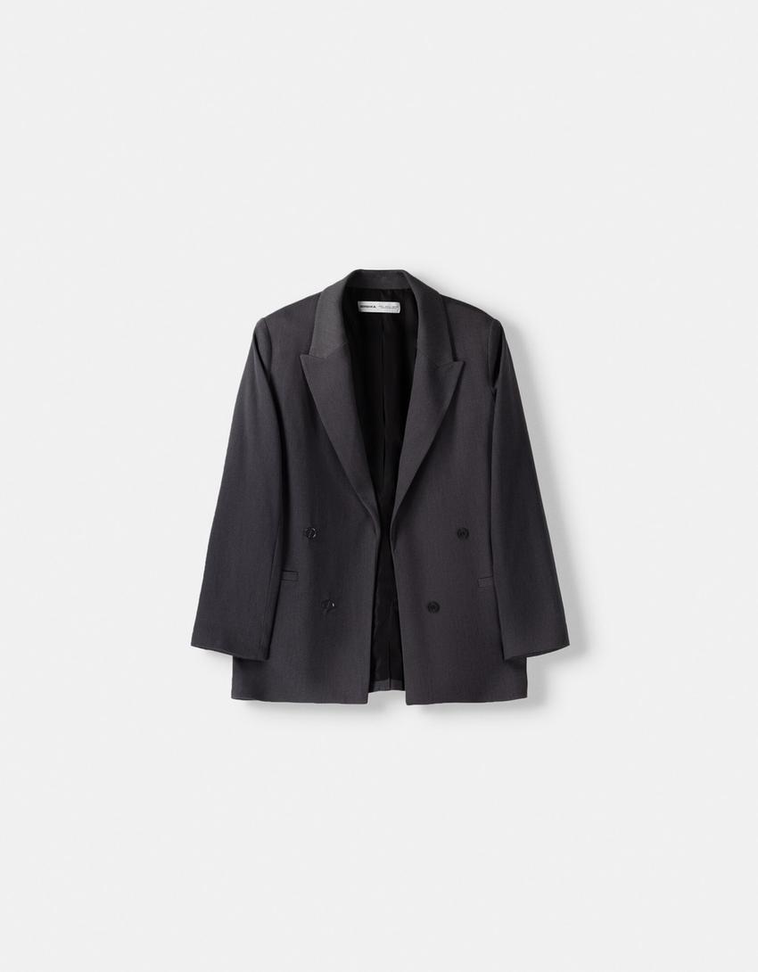 Tailored blazer and short set-Dark grey-4