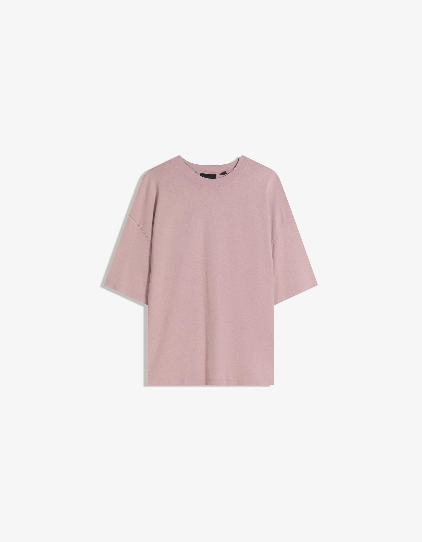 Bershka koszulka oversize z krótkim rękawem różowy