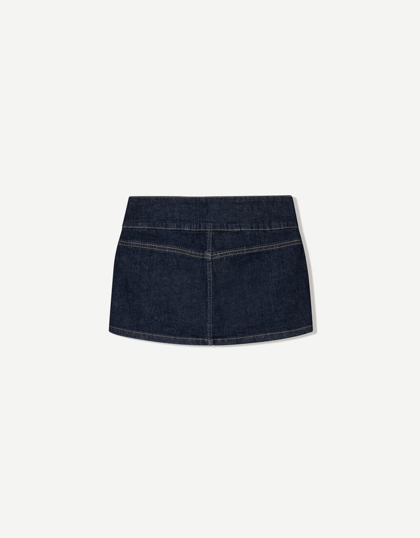 Stretch denim mini skirt