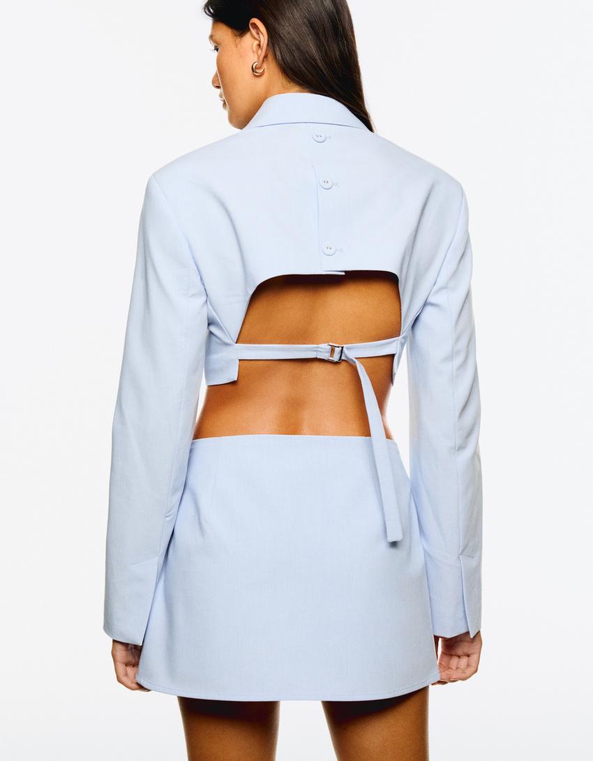 Super cropped blazer-Light blue