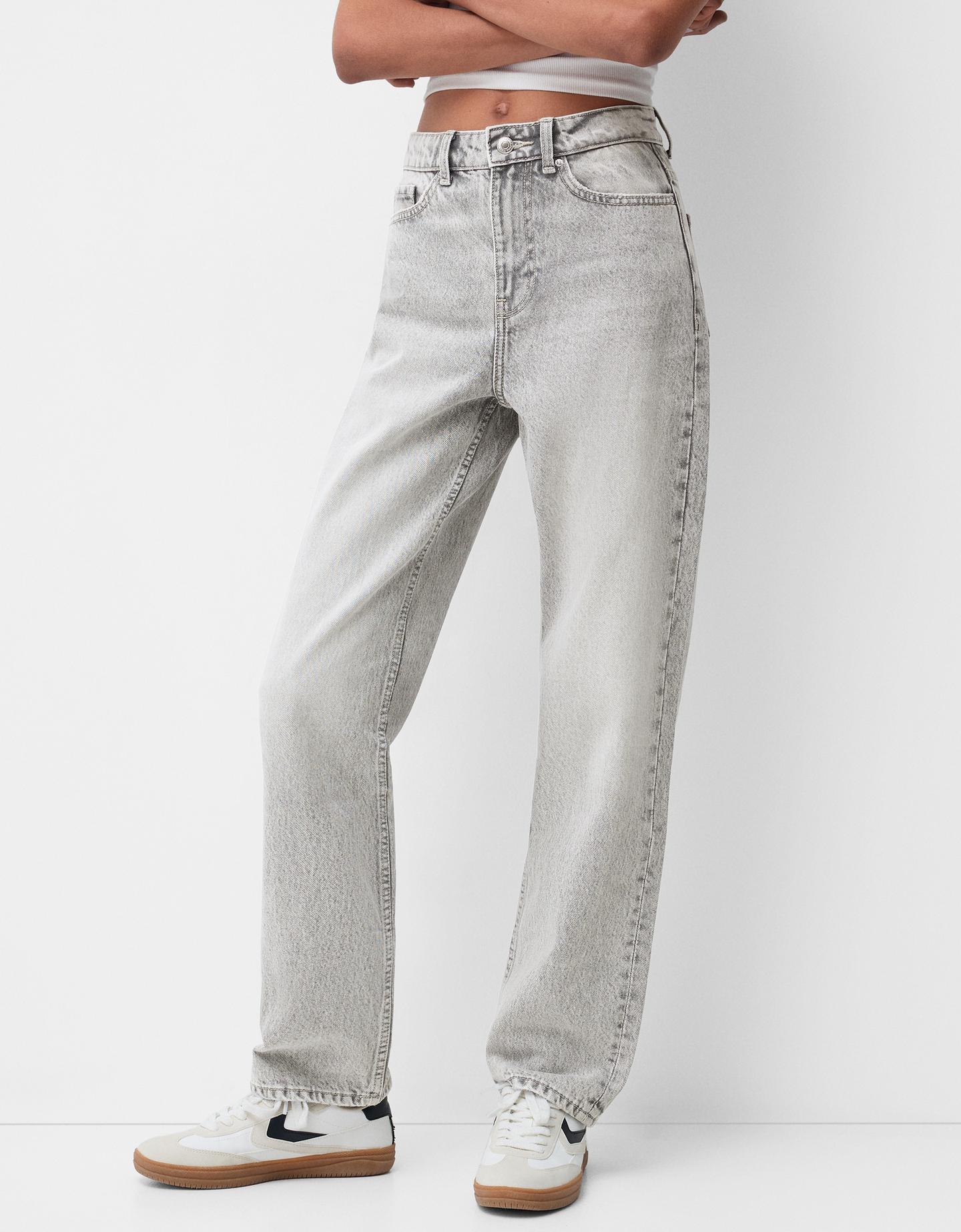 Bershka Straight-Jeans Mit Wide-Leg Bskteen 32 Grau günstig online kaufen